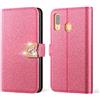 ZCDAYE Custodia per Samsung Galaxy A40, Bling Glitter [chiusura magnetica] PU Leather Flip Wallet [Love Diamond Fibbia] [Slot per schede] Custodia per Samsung Galaxy A40 - Rosa
