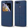 Shantime Custodia Flip in Pelle con Finestra Compatibile con Huawei P9 Plus, Display Visibile, Chiusura Magnetica Invisibile e Slot Carta(Blu)