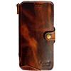 Yogurt Custodia per iPhone 14 Pro Max, in vera pelle, per iPhone 14 Pro Max, 6,7 pollici, marrone scuro