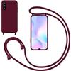 GoodcAcy Cover con Collana per Xiaomi Redmi 9A,Custodia Silicone Liquido con cordini,Custodie con Regolabile Collana Antiurto AntiGraffio Case con Laccio Tracolla per Xiaomi Redmi 9A,Rosso