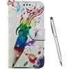 TOUCASA Cover per Samsung Galaxy A7 2018 / A750,Flip Custodia [3D Superficie] PU Pelle Portafoglio Unico Sottile Funzione TPU Antiurto Flip Cover a Libro Custodie Protettivo Case (Musica)