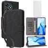 IUQXU Cover per Oukitel C51 Libro con Pellicola Vetro Temperato [Blocco RFID] Antiurto Slot Carte Supporto Kickstand Magnetica Flip Custodia in Pelle Portafoglio per Oukitel C 51 OukitelC51 Nero