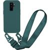 MBSLFY Cover Cordino per Samsung Galaxy S9 Plus Custodia con tracolla, Regolabile Cellulare con Collana TPU Corda Silicone con Practical Stylish Custodia telefono - Verde scuro