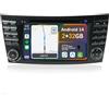 KeiDilie CADLEY Android 14 2 Din Autoradio per Mercedes-Benz W211 E-Class/CLS Class W219-[Integrato Wireless CarPlay | Android auto | Mirror Link | GPS Sat Nav | Bluetooth 5.0 | WiFi | 4G | SWC]+CAM Incluso