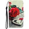 AIFILLE Elegante Custodia in Pelle PU Compatibile con Huawei Y5P Portafoglio a Libro Silicone Interno Bumper Disegni Rose Fiori Rosso Porta Carte Funzione Stand Chiusura Magnetica Smart Cover