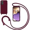 GoodcAcy Cover con Collana per Samsung Galaxy A32 4G,Custodia Silicone Liquido con cordini,Custodie con Regolabile Collana Antiurto AntiGraffio Case con Laccio Tracolla per Samsung Galaxy A32 4G,Rosso