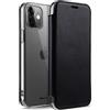 STILGUT Custodia a portafoglio progettata per iPhone 12 Mini Cover trasparente TPU con aletta porta carte in pelle Nappa con blocco RFID/NFC, colore: Nero