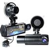 Diyeeni Tripla Dash Cam 1080P, Registrazione Anteriore Posteriore e Interna, Visione Notturna, Sensore G, Rilevamento del Movimento, Monitoraggio Parcheggio 24 Ore su 24 - Telecamera DVR