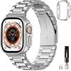 Miimall Custodia con cinturino compatibile per Apple Watch Ultra 49 mm Cinturino con custodia, custodia rigida in PC anti-goccia robusta cover con cinturini per Apple Watch Ultra 49 mm, Argento