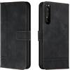 Bravoday Cover per Sony Xperia 5 III, Flip Custodia in Pelle PU Portafoglio Custodia per Sony Xperia 5 III, con Slot per Schede, Nero