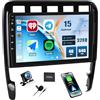 CAMECHO 4+64G 9 Pollici Autoradio per Porsche Cayenne 2002-2010 con Telecamera Posteriore, Android 15 Senza Fili Carplay Radio Bluetooth con Android Auto GPS WIFI DSP FM/RDS +Canbus HD IPS Touchscreen