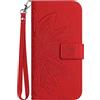 VQWQ Cover per Xiaomi Redmi Note 8 Pro, Custodia a Portafoglio in Pelle PU Girasole Slot per Schede Libro Supporto con Cordino Chiusura Magnetica Flip Cavalletto Case per Maschio Donna-[TYH]-Rosso-T