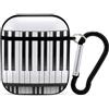 Generic Custodia per auricolari con tasti di pianoforte e musica, compatibile con AirPods 1 e 2, antiurto, con Bluetooth, stile nero