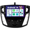 SXAUTO Android 14 IPS Autoradio Per Ford Focus (2012-2017) - [4G+64G] - Senza fili Carplay & Android Auto - LED Telecamera + MIC - DSP DAB Fast-boot BT5.0 4G Volante WiFi 360-Camera - 2 Din 9 Pollici
