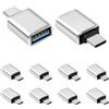 QINQ LteelDay Adattatore USB su USB C confezione da 10,colore argento Type-C su USB 3.0,adattatore per cavo compatibile con iPhone 16/15/14/13/12 iPad Galaxy laptop Carplay ecc.