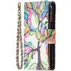 VQWQ Custodia per Samsung Galaxy A02S, Flip Cover a Portafoglio in Pelle PU Slot per Schede Libro Cavalletto Pieghevole Wallet Case con Cordino Cerniera Chiusura Magnetica per Donna Maschio -[03]-Baum