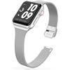 MaKTech Loop in Maglia Milanese Cinturino Stretto in Acciaio Inossidabile per Apple Watch Serie 11/10/9/8/7,Ultra 3/2/1,SE 3/2/1 [2025] (46mm/45mm/44/49mm,Argento)