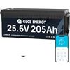 GLCE ENERGY Batteria LiFePO4 da 25,6 V, 205 Ah, Bluetooth BMS da 200 A, batteria al litio da 5,12 kWh, per barca, camper, marina, motore a traina, accumulo di energia e fuori grid
