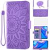 Asuwish Cover per Huawei P Smart Z/Honor 9X con Cordino e Pellicola Vetro Temperato Supporto Regolabile Pelle Portacarte Portafoglio Custodia per protettiva Hawaii Y9 Prime 2019 STK-L21 Case Viola