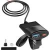 MEIRIYFA Caricatore per telefono USB per moto, 12 V-24 V, 18 W, USB QC3.0 + 30 W PD Tipo C, per manubrio, ricarica rapida con copertura impermeabile per telefono, tablet, GPS, 1,4 m/4,6 FT