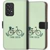 DeinDesign Custodia a portafoglio compatibile con Samsung Galaxy A53 5G Custodia per cellulare di similpelle nera Cover a libro Green Collection Sostenibile Bicicletta