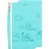 VQWQ Custodia per Xiaomi Mi Note 10 Lite, Flip Cover a Portafoglio in Pelle PU Gatto Slot per Schede Libro Cavalletto Supporto Case Wallet Cordino RFID Blocco Magnetica per Maschio Donna -[TX]-Green