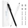 AULEEP Pennino capacitivo 2 in 1 (fibra e punta a disco) per touchscreen, ad alta sensibilità e precisione, per tutti i touchscreen e tablet, iPhone, iPad, Samsung (confezione da 2, nero/bianco)