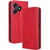 BellaCase Custodia Tecno Spark 10 4G [Custodia Portafoglio] [Staffa] [Slot per schede] [Flip Cover Magnetica] Compatibile con Lo Smartphone Tecno Spark 10 4G(Rosso)