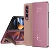VIPAVA Custodia a libro con protezione completa in pelle PU, effetto specchio e trasparente, per Samsung Galaxy Z Fold 5 4 3 2 5G Fold5 Fold4 Fold3 Fold2, oro rosa, per Galaxy Z Fold4 5G