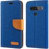 Shantime Custodia Flip in Tessuto Oxford e Pelle PU Compatibile con LG G8s ThinQ, Cover Protettiva con Chiusura Magnetica e Tasche per Carte