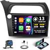GOHHDL 2G+64G Android Autoradio per Honda Civic VIII 2006-2011 con Wireless Carplay Android Auto, 9 Pollici Touchscreen con Navigazione GPS WiFi GPS SWC FM RDS EQ + AHD Telecamera Posteriore + Mic