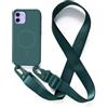 2NSPDRGNI Magnetica Cover con Collana Compatibile con iPhone 12 Mini,Case con Laccio per Il Collo Custodia con Cordino,Verde scuro