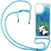 SEHEYA per OPPO Realme C53 / C51 / Note 50 Cover con Cordino Custodia Glitter Sabbie Liquido Trasparente Cristallo Antiurto Silicone Brillantini Protettivo Tracolla Case Donna, Panda Blu