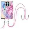 SNCLET Cover con Cordino per Honor X8a Custodia con Collana Staccabile Regolabile Antiurto TPU Edges PC Back Anti Scratch Custodia Marmo Protettiva Case per Honor X8a,Marmo Viola