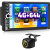 NHOPEEW 4+64G 2 Din Autoradio Android Supporta Carplay wireless e Android Auto - Radio 2 Din da 7 pollici con WiFi GPS FM RDS EQ Comandi al volante + Telecamera di retromarcia