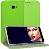 mtb more energy® Custodia Cover Bookstyle per Samsung Galaxy J4 Plus - J4+ 2018 (SM-J415, 6.0'') - Verde - Pelle Sintetica - Portafoglio Protettiva Wallet Case