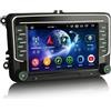 Erisin 8-Core 4GB+64GB Android 14 Autoradio Bluetooth GPS Navigator per VW Polo Passat Golf 5 6 T5 Tiguan EOS Seat Leon Skoda 7 Handsfree DAB+ CarPlay Android Auto Wifi Controllo del Volante FM USB