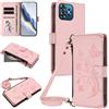 LIAOCY Custodia a Tracolla per Oukitel C53, Flip Cover a Portafoglio in Pelle PU Goffrata, Case Multifunzionale Anti-caduta con Supporto, Pink.
