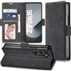 Qissy Cover per Samsung Galaxy Z Fold 6 Custodia in pelle a portafoglio, [Slot per schede][Funzione supporto] Magnetica Folio Z Fold 6 Custodia antiurto protezione per Samsung Z Fold 6 Case (nero)