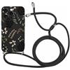 Foonary Cover con Cordino per Apple iPhone 16 Pro 6,3, Custodia con Aesthetic Fiore Motivo Laccio Collana Tracolla, Silicone Necklace Regolabile Protezione Corda Phone Case per iPhone 16 Pro,08