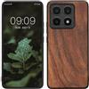 kwmobile Custodia Compatibile con Xiaomi 14T Cover - Protezione in Legno per Smartphone - Back Case con Bumper in Silicone TPU - Marrone Vintage/Marrone