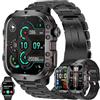MYSHUN Smartwatch Uomo Chiamata Bluetooth e Risposta Vivavoce, 1,96" AMOLED 5ATM Smart Watch con 123 Modalità Sport Cardiofrequenzimetro Sonno Notifiche Messaggi Orologio Fitness per Android iOS (Nero)