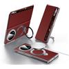 MUDASANQI Compatibile con Vivo X Fold 5 Case Smart Clear View Case [compatibile con Mag-Safe] [con supporto ad anello regolabile] Custodia sottile a portafoglio in vera pelle protettiva antiurto per