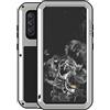 ANROD LOVE MEI Custodia Antiurto per Samsung Galaxy S21 FE 5G,Outdoor Ibrido Alluminio Metallo Antipolvere Snowproof Cover,con Vetro temperato, Supporta la Ricarica Wireless (Grigio)