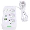 Generic Presa Europea, Presa Multipla Europea Design A 45° Pin Spina Europea Compatta 110‑250 V 8 in 1 1 Porta USB C 4 Porte USB A con Cavo da 2 M per Cucina (WHITE)