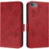 LEMAXELERS Custodia per iPod Touch 7 Portafoglio Cover Supporto con Slot per Schede a Libro Fiore di Rosa [Kickstand] [Chiusura Magnetica] [Blocco RFID] Cover per iPod Touch 7/6 / 5 YBMG Red