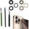 Peixiong Set di 3 lenti per fotocamera posteriore di ricambio per iPhone 16 Pro / 16 Pro MAX Lente di ricambio per fotocamera posteriore con kit di attrezzi di riparazione, antigraffio e impermeabile