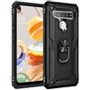 SORAKA Custodia per LG K61 con supporto ad anello Custodia LG K61 Paraurti morbido in TPU Copertura rigida in PC con piastra metallica per il supporto magnetico per auto del telefono