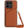 Paekear Custodia con Collana per Huawei Honor X8a con Cordino e Porta Carte, Cover Portafogli di Pelle PU [Antiurto] [AntiGraffio] [Antiscivolo] con Cordino Case con Laccio Tracolla, Marrone