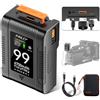 Mspalocell V-mount Batteria 99Wh 6700mA 14,8V V-mount battery USB-C PD65W a ricarica rapida con schermo OLED, USB-C/BP/Dual D-TAP (ingresso/uscita), uscita DC/USB-A (PD65W) per fotocamera videocamera